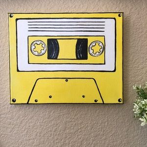 Wall Painting Yellow Cassette Tape Canvas Art
